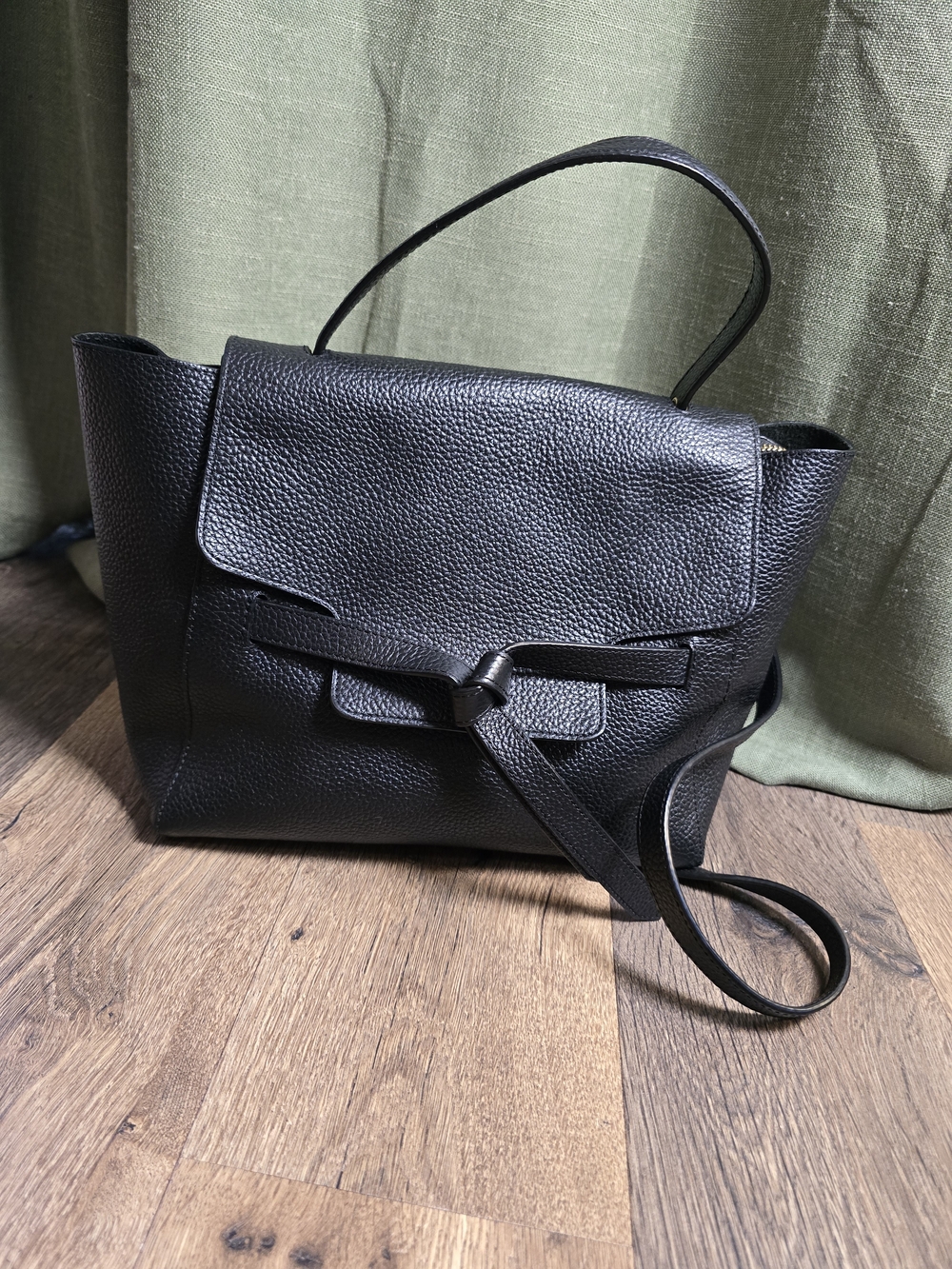 Annabel Ingall Black Crossbody Tote with Gold Hardware